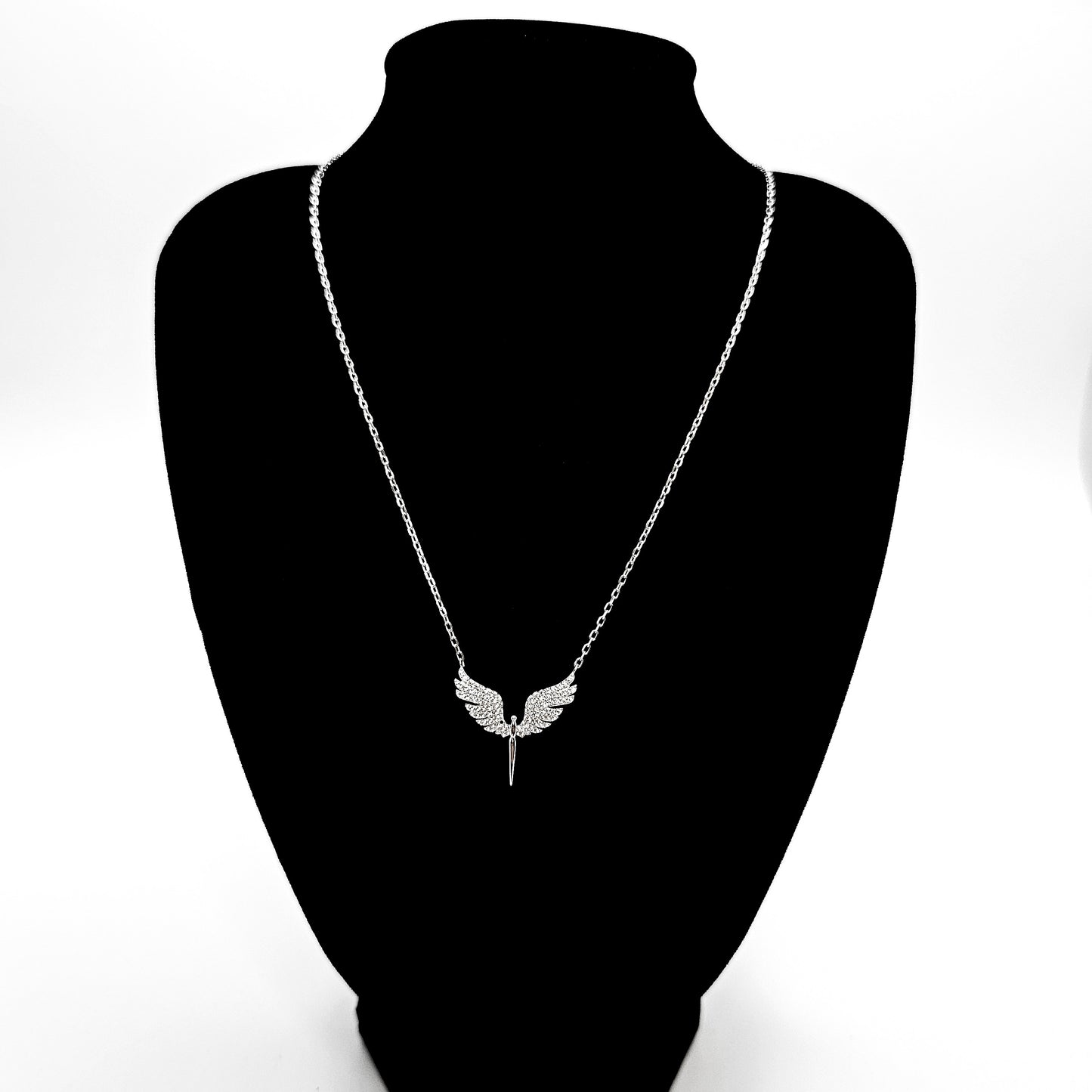 Veroza Women 18" Chain Sterling Silver Angel Wing design Pendant Necklace