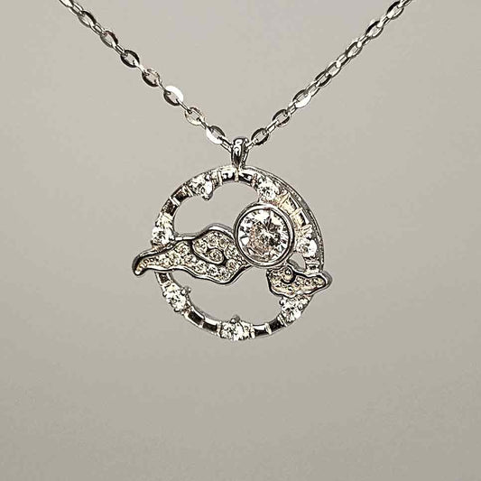 Veroza Women 18" Chain Sterling Silver Moon & Cloud design Pendant Necklace