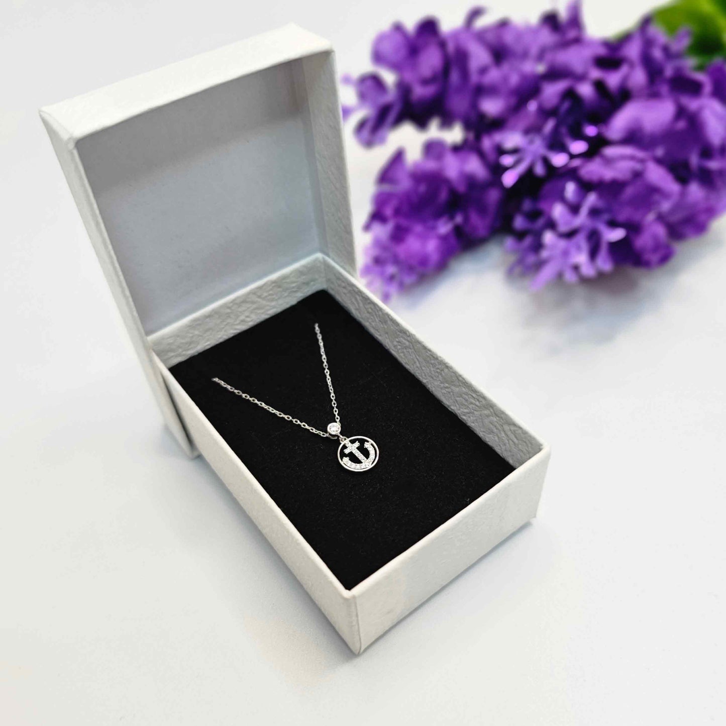 Veroza Women 18" Chain Sterling Silver anchor design Pendant Necklace